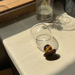 Verre à saké de style japonais avec base en jade, fait à la main, esthétique élevée, tasse à thé, café, jus transparente, vaisselle créative pour la maison, cadeau - Product Image 5