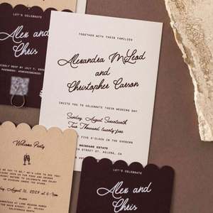 Invitation de mariage personnalisée de style classique, impression personnalisée pour une cérémonie de mariage romantique - Product Image 5