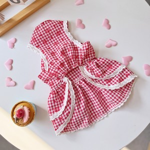 Pastoral Style Double Layer Cake Dress Red With Large Bow <b>For</b> Dogs <b>Cats</b> Four Seasons Pet <b>Clothes</b> - Product Image 3