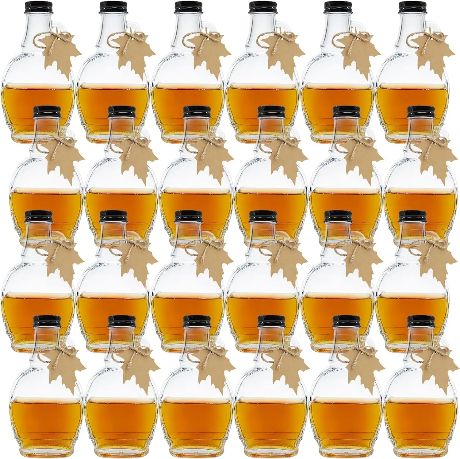 5 oz botol sirup Maple kaca botol kaca bening penyimpanan stoples sirup Maple untuk hadiah vanili saus wiski