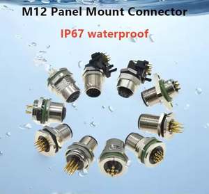 M12ซ็อกเก็ตโลหะต่อสายดินกันน้ำ PCB พร้อมวัสดุทองเหลืองสัมผัส4-PIN ตัวผู้หญิงแผงด้านหน้าเชื่อมต่อ - Product Image 5