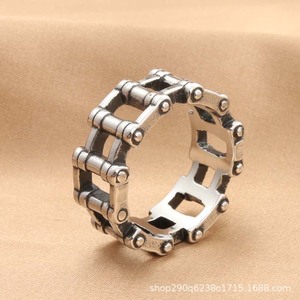 Men's <b>Titanium</b> Steel Motorcycle <b>Chain</b> Ring Retro Punk Style Silver Color Jewelry Gift - Product Image 3