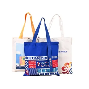 Kinh tế chuyên nghiệp 100% 6 oz bông mua sắm túi đầy đủ in ấn Canvas Tote Bag với bên trong túi