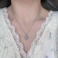 Collier pendentif en platine Pt950 avec diamant de laboratoire, bijou de luxe ovale réglable, pendentifs diamant, charme délicat