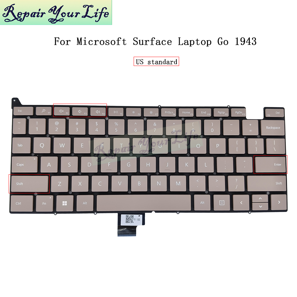 US English Laptop Keyboard for Microsoft Surface Laptop Go 1943
