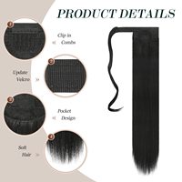 Queue de cheval droite à clipser de 22 pouces en fibre haute température de 110g pour femme, extension de cheveux à enrouler, vente en gros, offre spéciale