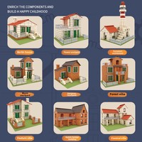 Model baru uniseks DIY ABS plastik skala 1:1 fantasi sci-fi tema rumah kecil pasir meja Model mainan usia 14 + 40 potong kecil