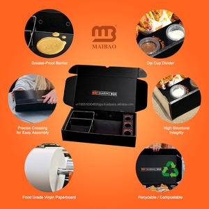 New Custom Premium Gold Stamp logo Arabic Halal Triangle Doner Kebab Shawarma Paper Compartment <b>Box</b> Packaging with Divider - Product Image 5