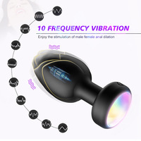 Plug anal sans fil étanche lumineux télécommandé pour jeu solo, jouet sexuel vibrant coloré unisexe illuminant pour plaisir anal