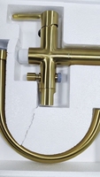 Robinet de baignoire autoportant en laiton de haute qualité, finition or brossé, poignée unique, cartouche céramique, certifié CUPC, design moderne 5