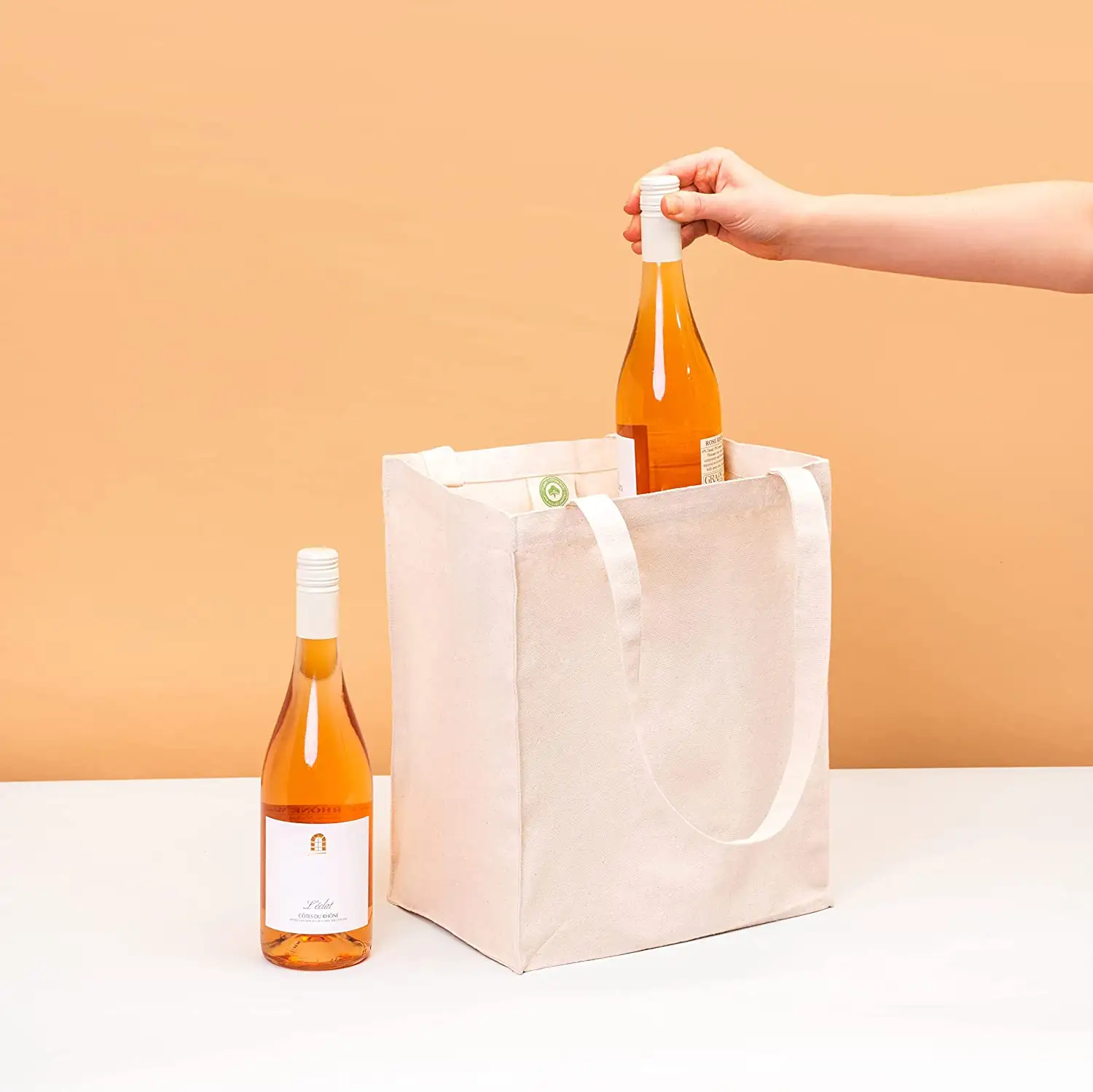 Tuval bez şarap çantası yıkanabilir ve kullanımlık şarap taşıyıcı çanta çift dikişli kullanımlık şarap