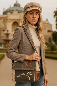 Canvas and Leather <b>Bag</b> for <b>Women</b> Adjustable Crossbody Shoulder <b>Bag</b> for College <b>Travel</b> Office and Outdoor Use Wholesale Supply - Product Image 3