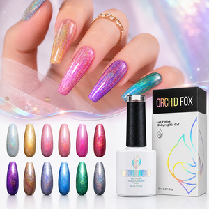 ORCHID FOX - Esmalte de Uñas en Gel Holográfico Láser de 12 Colores, Altamente Pigmentado, de Larga Duración, Brillante, Removible con UV - Product Image 1