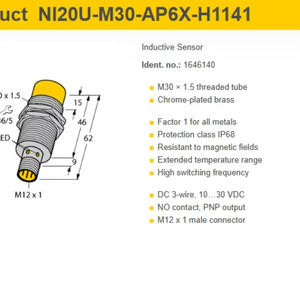 Sensor de Proximidad Inductivo Turck Original Nuevo, Ni20U-M30-AP6X-H1141 Bi4-EM12E-AP45XLD Ni40-G47SR-FZ3X2, Montaje Versátil - Product Image 2