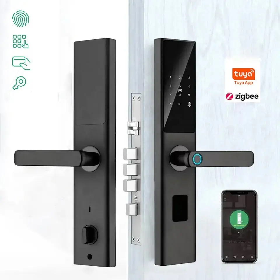 Wholesale Price M1 Safety Tuya WiFi Fingerprint Digital Door Lock Keyless For Front Door Zigbee Smart Lock