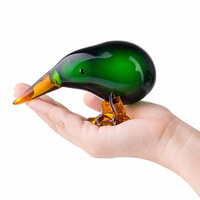 Figurines d'oiseaux tucans en verre vert faites à la main, créations artisanales en verre simples et créatives pour la décoration de la maison et du bureau