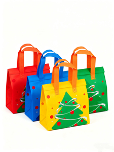 Sac fourre-tout non tissé imprimé Noël, résistant à l'huile et réutilisable, pour emballage alimentaire, écologique et recyclable, personnalisable - Product Image 2