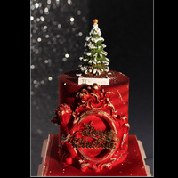 Ornement de cupcake en acrylique à motif de Père Noël creux pour la présentation de produits finis en pâtisseries commerciales