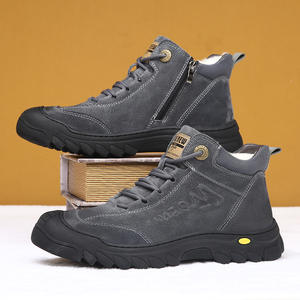 Stivali da Neve Invernali da <span class=keywords><strong>Uomo</strong></span> in Vera Pelle Foderati in Peluche Rinforzati per Esterno con Lacci alla Caviglia Punta Tonda Suola in Gomma Scarpe Calde - Product Image 3