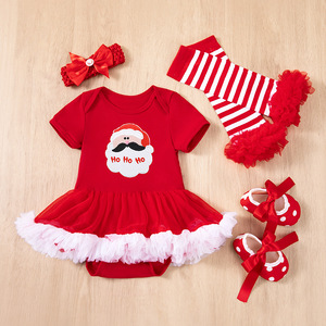 Vendite dirette della fabbrica Cross-Border 4 pezzi di natale pagliaccetto del bambino Set per ragazze cartone animato albero di natale <span class=keywords><strong>abbigliamento</strong></span> per anziani - Product Image 6