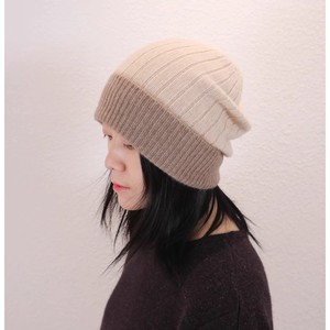 Berretto in Lana 100% Bicolore con Risvolto a Contrasto, Cappello Lavorato a Maglia a Coste Colorblock, Crema e Cammello, Caldo per <span class=keywords><strong>l</strong></span>'<span class=keywords><strong>Inverno</strong></span>, da Donna, Vendita all'Ingrosso - Product Image 4