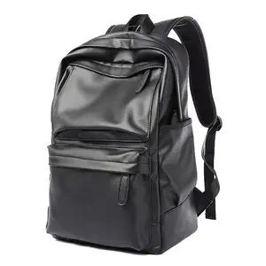 学校男士背包时尚黑色软皮包包高品质笔记本电脑背包BE0227