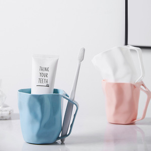 Vaso para cepillos de dientes, vaso para enjuague bucal, color sólido, blanco, azul, rosa, diseño creativo para el cuidado bucal diario - Product Image 2