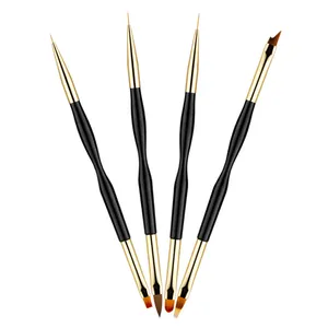4 Pcs Nail Drawing Pen Dual End Nail Art Pen Brush Acrylic Round Flat Painting Drawing Liner Nail Tools Set