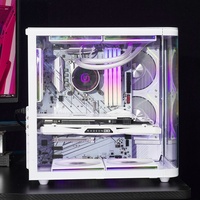 CH2+ MicroATX Mid Tower Curved Desktop Metal Glass Gaming Computer Cases USB Front Ports ESports Full-Transparent Sea View Water