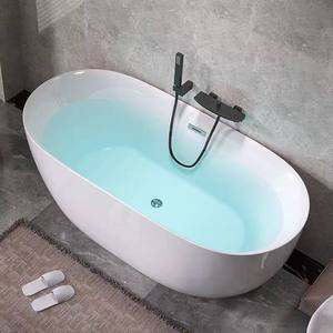 Bañera Ovalada Moderna y Minimalista <span class=keywords><strong>de</strong></span> Acrílico para Apartamentos Pequeños y Hoteles/Casas <span class=keywords><strong>de</strong></span> Huéspedes; Bañera Independiente Móvil <span class=keywords><strong>de</strong></span> una Sola Pieza sin Juntas - Product Image 2