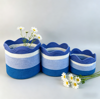 Panier en corde de coton tressée de haute qualité, écologique, personnalisable, avec poignée durable, design pliable, lavable, recyclable, rangement moderne
