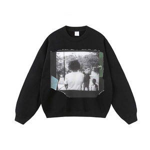 American-Style Street Heavy-Duty Distressed Cotton <b>Printed</b> Winter 400g+ Hoodie Men's Women's Loose Drop-Shoulder Pullover - Product Image 5
