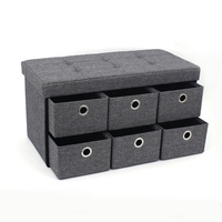 Banc de rangement pliable en faux lin, meubles de maison modernes personnalisés, avec six tiroirs