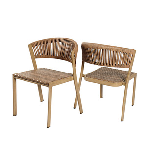 Set Salvaspazio <span class=keywords><strong>da</strong></span> Esterno: Tavolino <span class=keywords><strong>da</strong></span> Caffè e 2 Sedie in Rattan Intrecciato per <span class=keywords><strong>Terrazzo</strong></span>, Giardino o Bistrò - Product Image 5