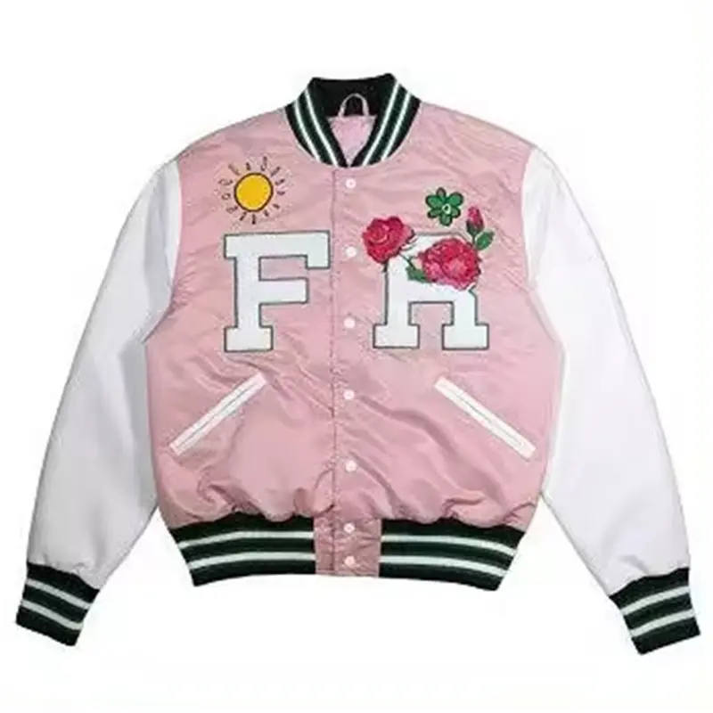 high quality streetwear leather letterman jacket custom winter applique embroidery varsity jacket custom