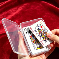 Jeu de cartes standard avec étui en plastique transparent, jeu de cartes de poker transparent, jeu de cartes portable avec boîte de rangement pour cadeaux