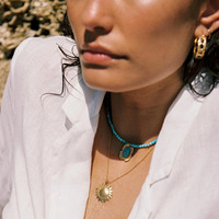 Collier en acier inoxydable plaqué or 18 carats avec perles de pierre naturelle vintage, coquillages et étoiles de mer, vente chaude pour les vacances
