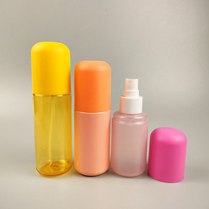 Botella de Perfume de niebla cosmética PET colorida con tapa grande 100mL botella de niebla corporal de tóner botella de plástico de Perfumes Rosa esmerilado - Product Image 2