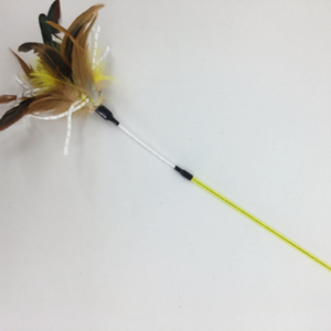 Nieuwe Dubbele Belletjes Katten Speelgoed met Kleurrijke Zachte Kalkoenveren en Draad Bomb PVC en Metaal Interactieve Plager met Paal - Product Image 2