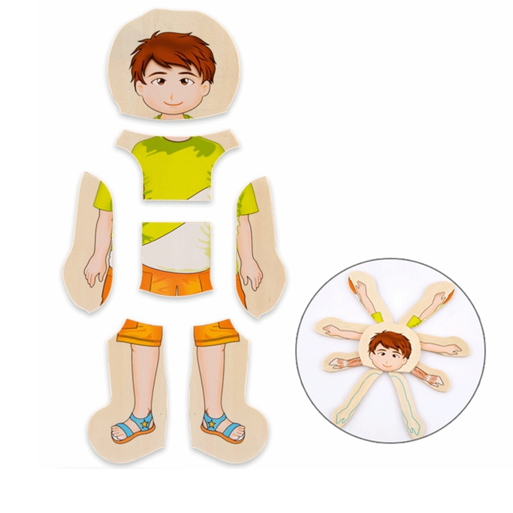 Mipcase – Puzzle Corps Humain En Bois 10 Pièces – Jouet éducatif Garçon Et Fille – Pour Tout-petits De 2 Ans – Stimulation Réflexion Et Motricité