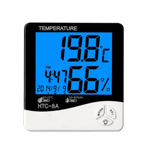 Medidor Electrónico de Temperatura y Humedad Interior de Alta Precisión <span class=keywords><strong>HTC</strong></span>-1, Termómetro e Higrómetro para el Hogar, Reloj Despertador con Temporizador - Product Image 3