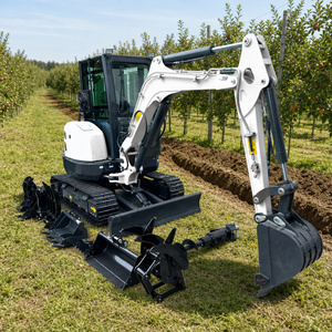 Livraison gratuite ! ! Mini-excavatrice de 3,5 tonnes à vendre, excavatrice compacte avec marteau et tarière, pour usage domestique, avec chenilles en caoutchouc - Product Image 5
