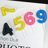 Bougies d'anniversaire numérotées scintillantes colorées 0-9, bougies numériques bicolores étincelantes pour gâteau, vente en gros pour fêtes d'anniversaire