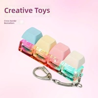 LED Light Mechanical Keycap Keychain Fidget Clicker Keyboard Keyring Stress Relief Decompression Toys Macaroon Various Color