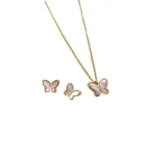 2023 New hot sale retro butterfly necklace summer gold earring necklace Ins style jewelry