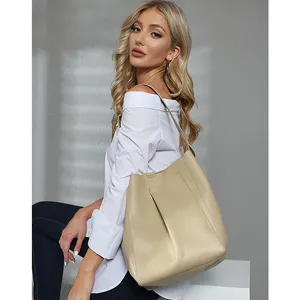 Bolso de mano informal de piel auténtica para mujer, bolso de hombro de gran capacidad de diseñador