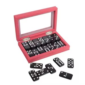 Fabricación de lujo <span class=keywords><strong>Domino</strong></span> Double Six Melamine Dominoes Case Set Custom Leather <span class=keywords><strong>Domino</strong></span> Game Set - Product Image 3