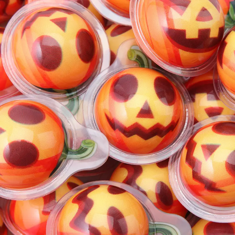 3D calabaza en forma de bola suave caramelo fruta con sabor vacaciones Halloween caramelo gomoso ojos dulces