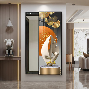 Espejo de cuerpo entero deslizante oculto de estilo Art <span class=keywords><strong>Deco</strong></span> moderno y creativo, inspirado en el lujo, con marco negro/dorado, para montar en la pared. - Product Image 1