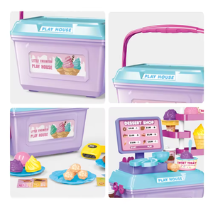 Mainan anak perempuan 2 in 1 Supermarket toko makanan penutup mainan bermain peran portabel dapat berubah untuk anak-anak permainan peran - Product Image 2